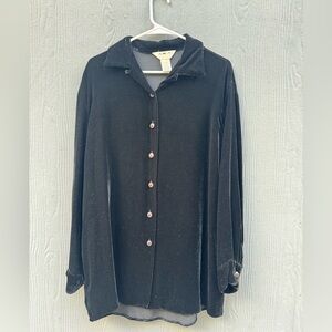 Black Velvet AKA Eddie Bauer Vintage 90s Black Button Down Shirt Size SM